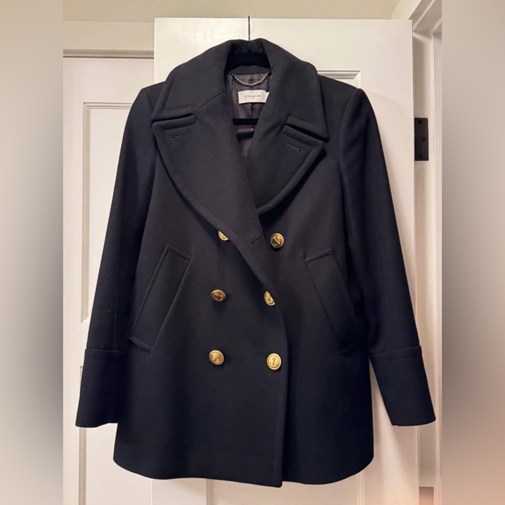 Coach 1941 - Women's Navy Wool Peacoat with Gold Buttons